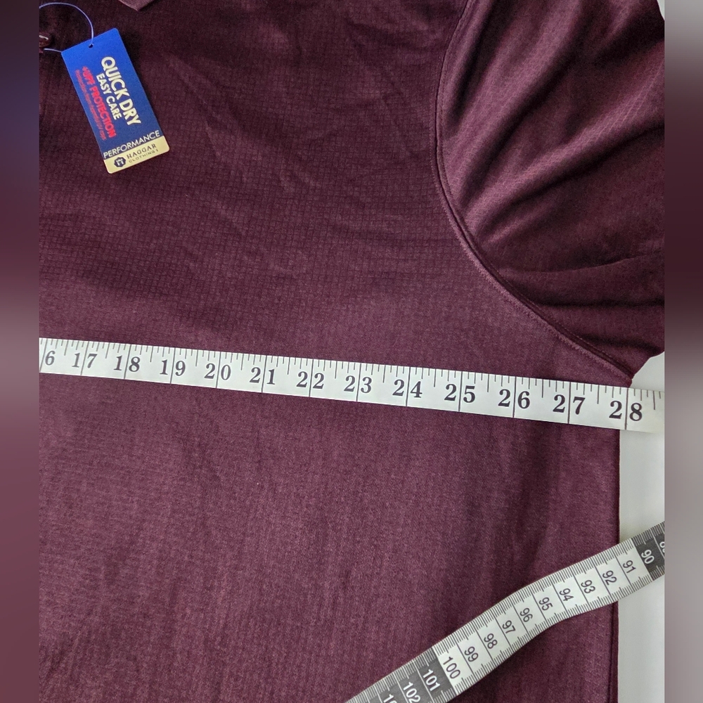 NEW Haggar Polo Shirt Mens 2 X Red Burgundy Performance Golf Short Sleeve UPF UV - Picture 8 of 9